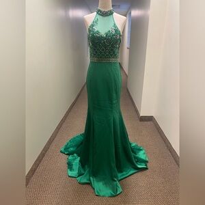 Rachel Allan Emerald Green Prom Dress - Sz 4 - Beaded